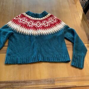 American Eagle fair isle mock neck plush sweater bohemian cozy retro soft sz S